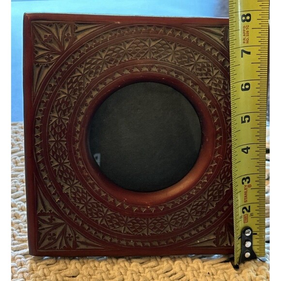 Set Of 2 Carved Mandala Style Square Picture frame ornate raised Circle Glass - Picture 2 of 6